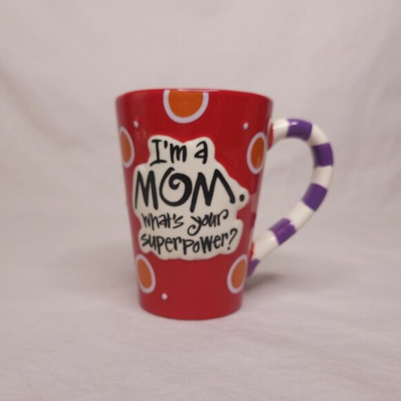 Im A Mom Whats Your Superpower Red Ceramic Mug With Gift Box By Burton + Burton - Picture 3 of 6